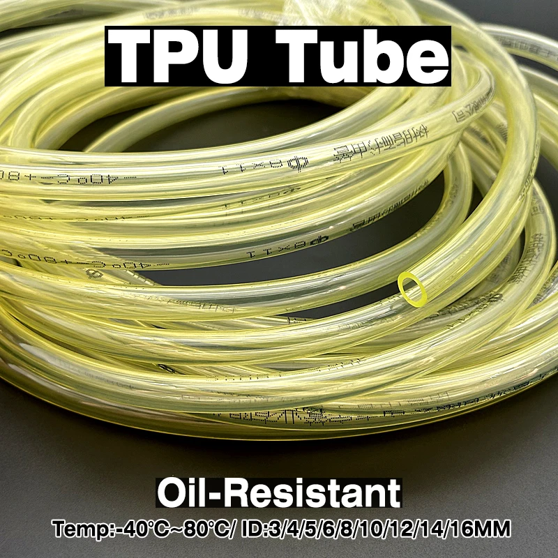 2M ID 3~16mm TPU Resin Oil Resistant Hose Flexible Durable Fluid Transfer Tube High-Pressure Resistant for Industrial/Automotive
