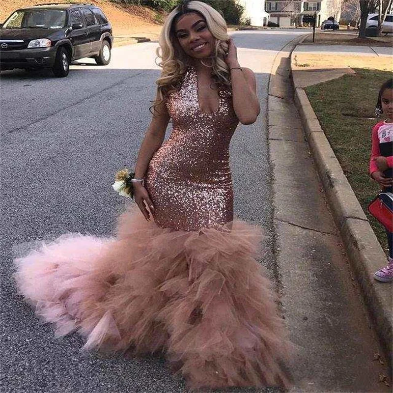 

Women's Elegant Sequin Evening Dresses 2025 Luxury Prom Party Gowns Long Formal Dresses with Train for Wedding Guest Customized