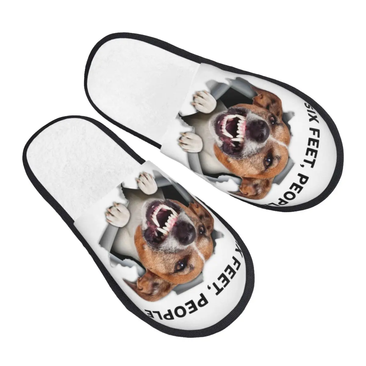 Custom Women Jack Russell Terrier Six Feet People House Slippers Cozy Warm Cute Dog Memory Foam Fluffy Slipper Indoor Shoes