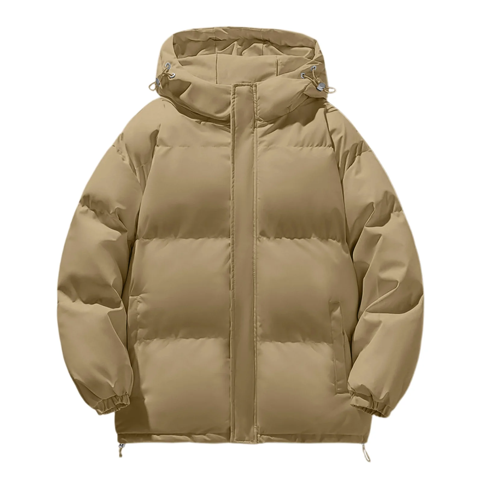 سترة فضفاضة بغطاء للرأس للرجال سترة كاجوال بأكمام طويلة ملابس شتوية بلون سادة سترة قطنية دافئة للشتاء في الهواء الطلق #5