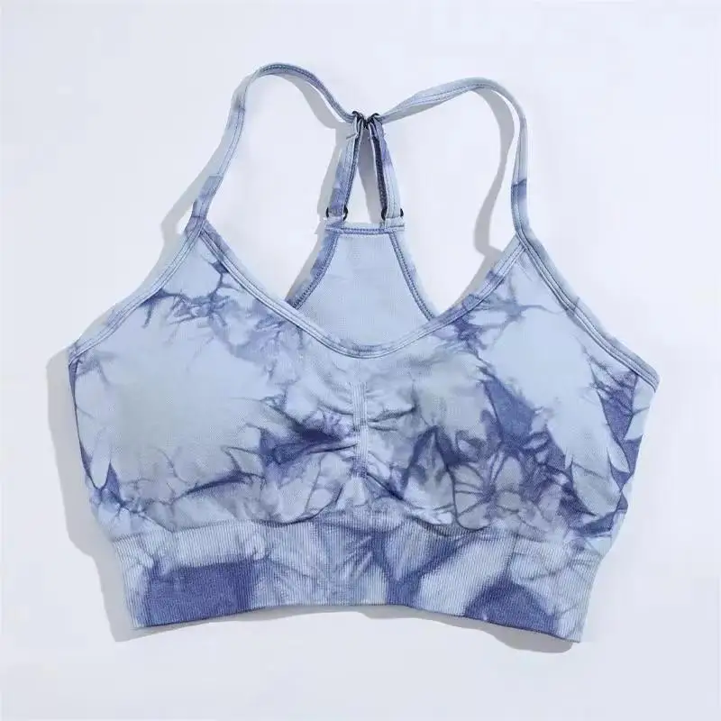 2024 Tie Dyed Sports Bra Damski biustonosz fitness z poduszkami na klatkę piersiową Elastyczny podkoszulek treningowy Slim Fit Sportowy podkoszulek