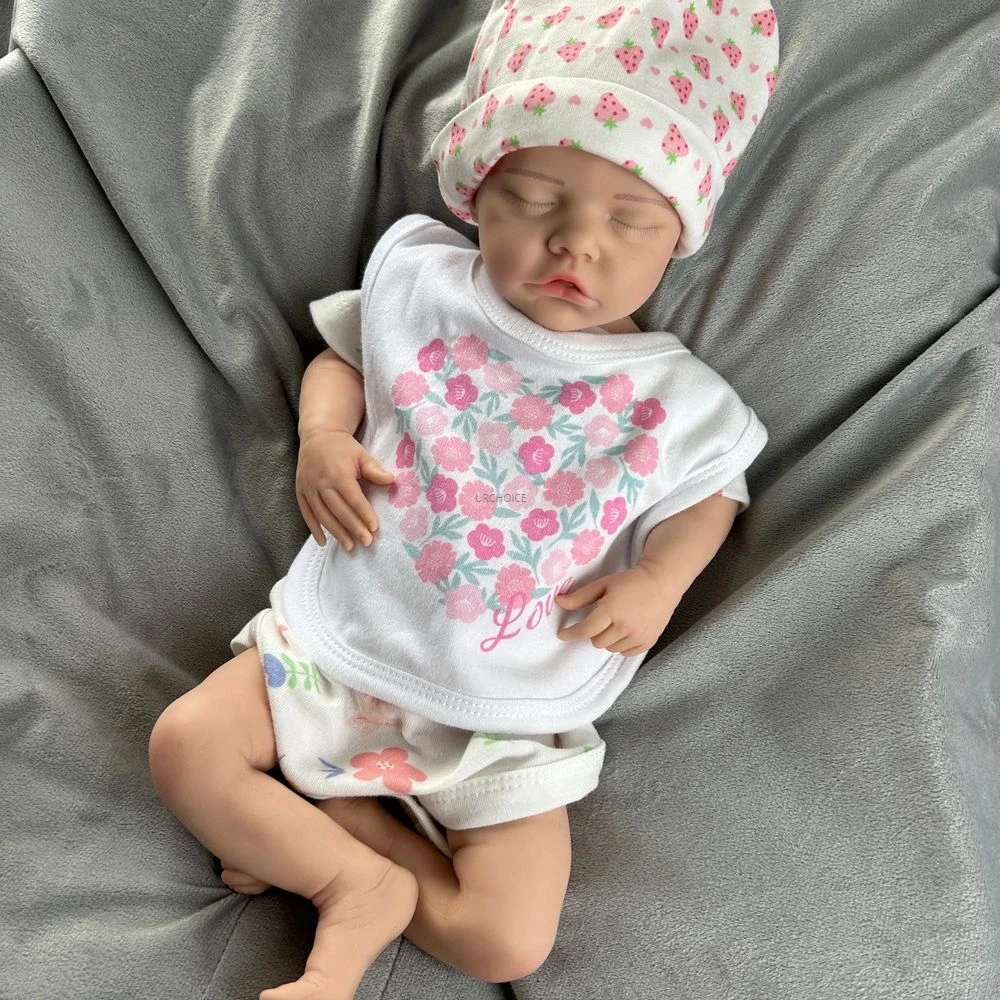 

Flexible 17" Full Body Platinum Silicone Reborn Doll Waterproof Handmade Realistic Baby Newborn Girl Doll Christmas Gift