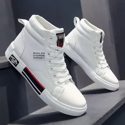 Fashion Men's Casual Shoes Breathable Canvas Shoes High Top Sneakers for Men Lace Up Vulcanized Shoes Non-slip Flats Zapatillas