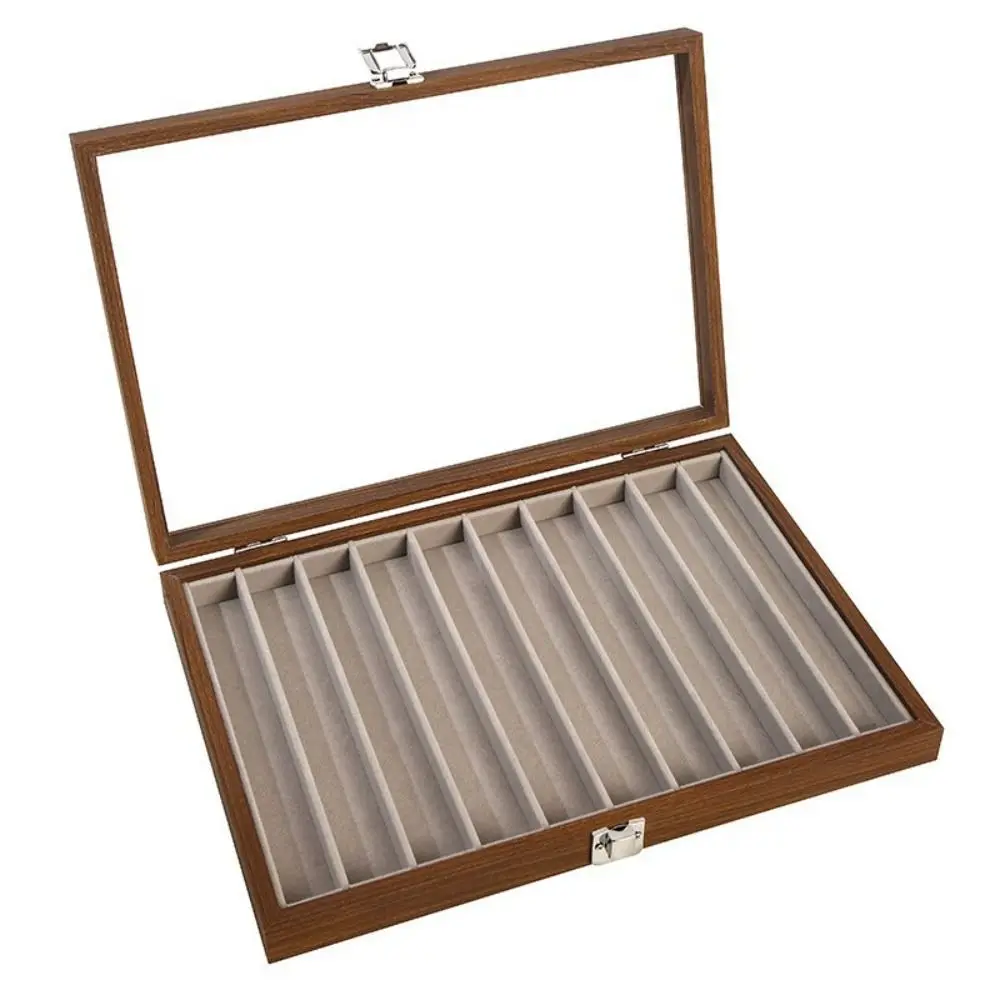 

Бархатный органайзер для украшений: деревянный лоток для хранения длинных ожерелий, однотонный, с прозрачной крышкой, большой емкости