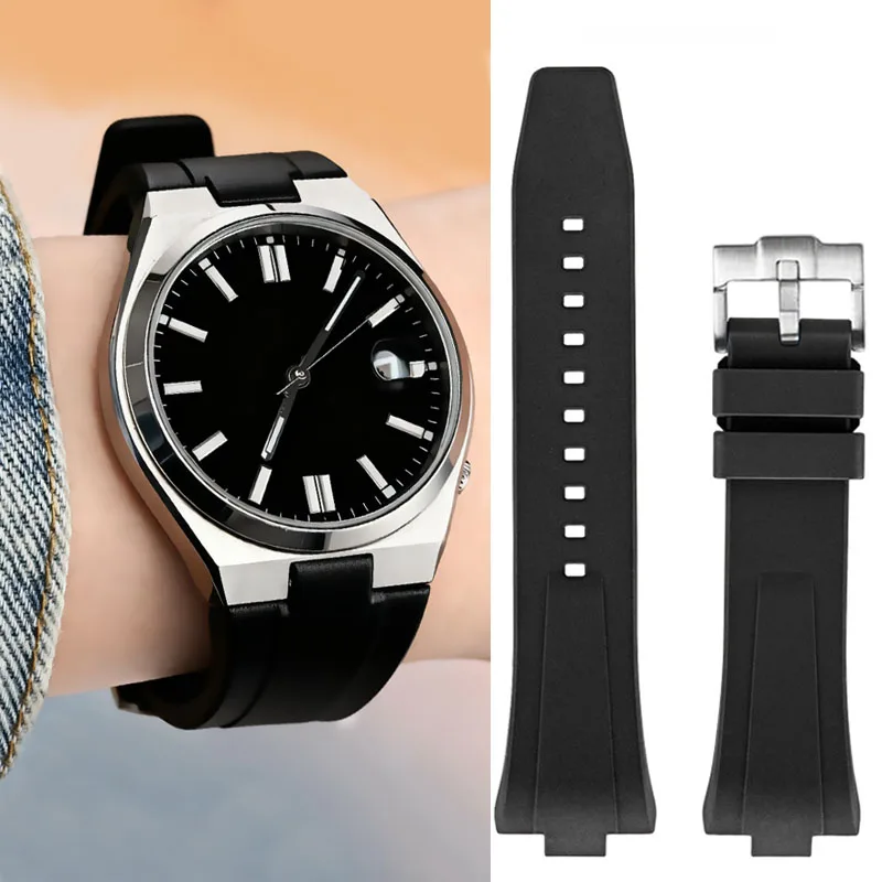 9 مللي متر فلورو المطاط حزام للمواطن NJ0150 NJ0151 0155 الإفراج السريع الرجال FKM الرياضة مقاوم للماء حزام (استيك) ساعة سوار معصمه