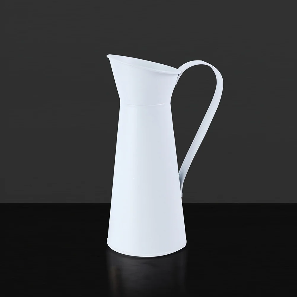 

White Pitcher Vase Vintage Home Decor Unique Rustic for Centerpieces Iron Decorative Flower Container