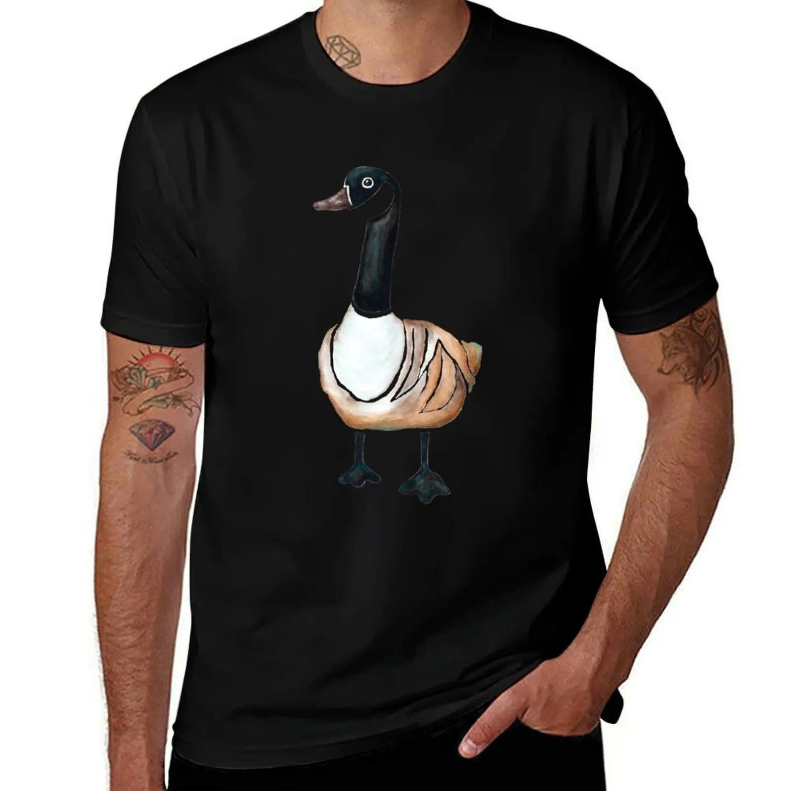 Canadian Goose Watercolor Drawing Canadian Creatures T-Shirt Summer Casual Loose T-Shirt