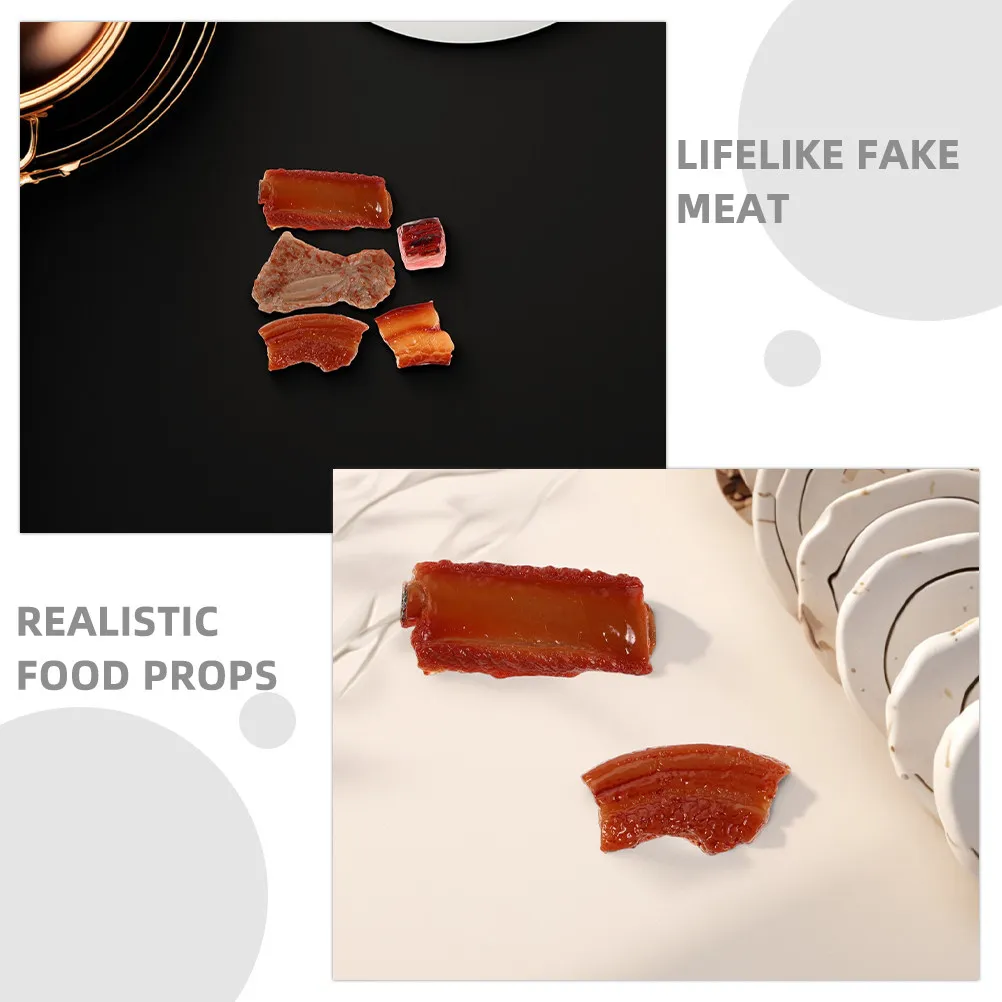 10Pcs Faux Braised Meat Ribs Food Props Lifelike Plastic Culinary Models for Kitchen Decor Restaurant Styling Photo Backdrop