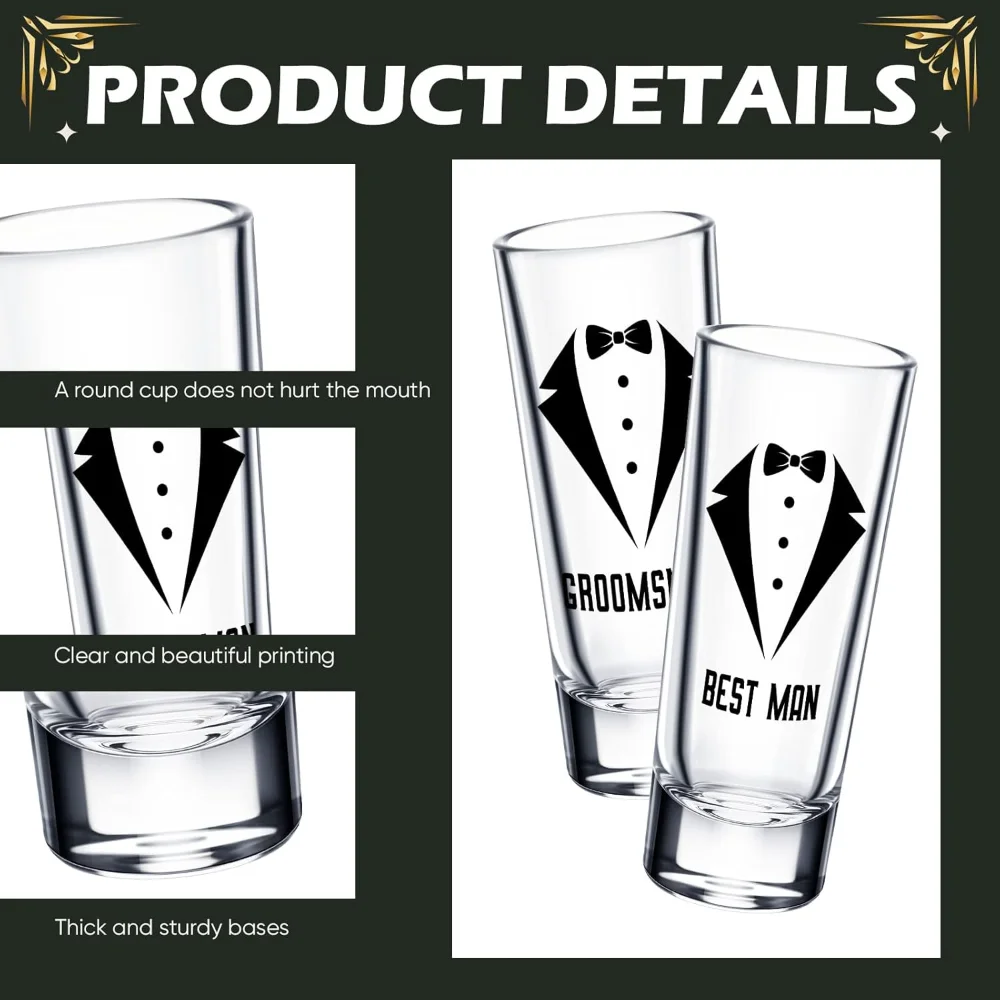 1 Stück Hochzeits-Schnapsgläser 2 Oz, Beste Freunde des Bräutigams, Gläser für Junggesellinnenabschied, Hochzeitsgeschenk, Partyzubehör, Dekoration – Detail 4