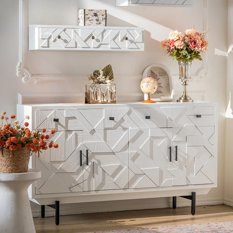 Entrance Corridor Aisle Cabinet Bed and Breakfast White Decorative Cabinet Advanced Creative Storage Cabinet