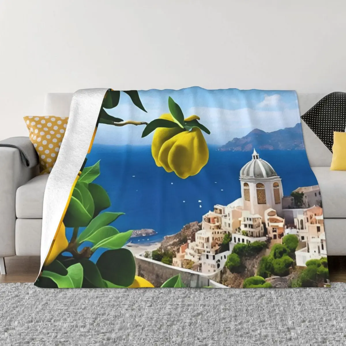 

Amalfi Coast Italy Lemon Throw Blanket Beach Blanket Large Blanket furry