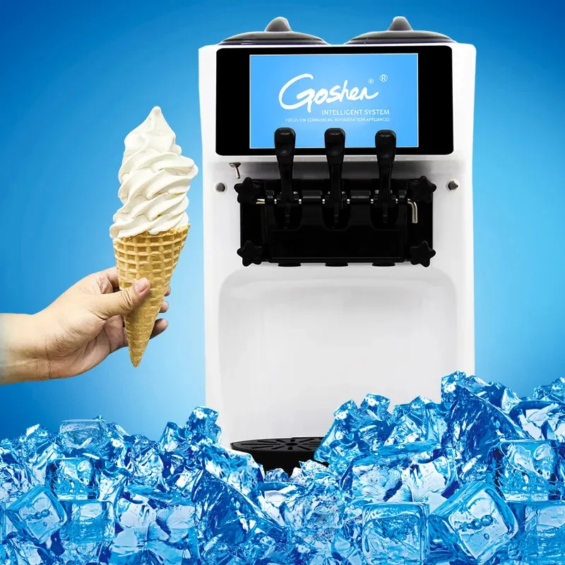 

Dual System Commercial Electric Ice Cream Machine, Three Flavors, Multifunctional Chocolate Sundae Machine