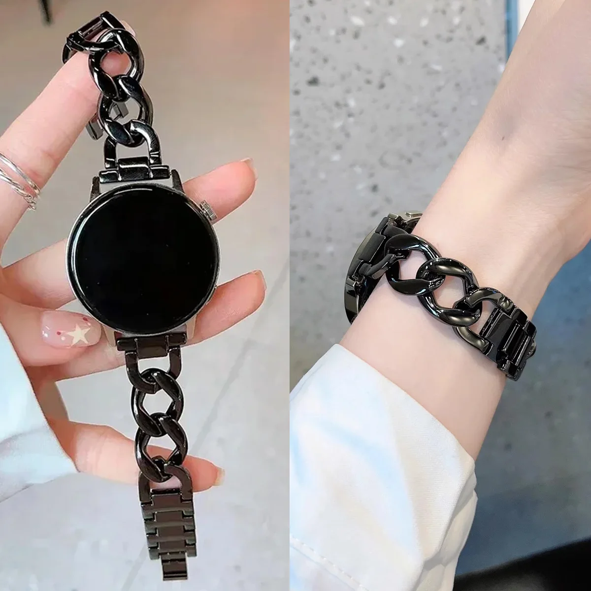 20mm 22mm Metal Chain Bracelet For Samsung Galaxy Watch 7 6 5 4 3 40 44mm Classic 42/46mm 43/47mm For Huawei GT3 GT4 Amazfit GTS