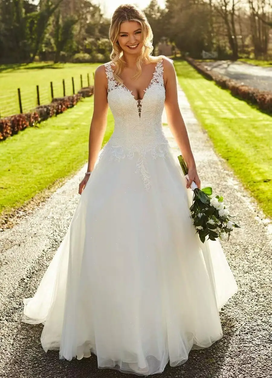 Boho dentelle robes de mariée pour mariée 2025 Tulle à manches longues robe de mariée robes de bal Satin sirène robe de mariée