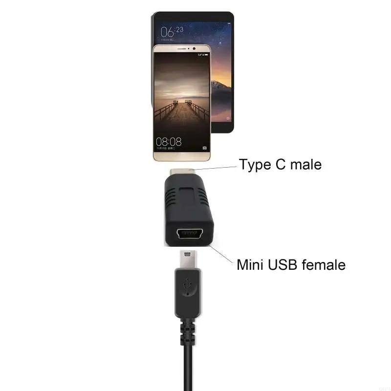 Q6PAミニUSB女性からタイプC男性アダプターサポート充電データ転送コンバーター