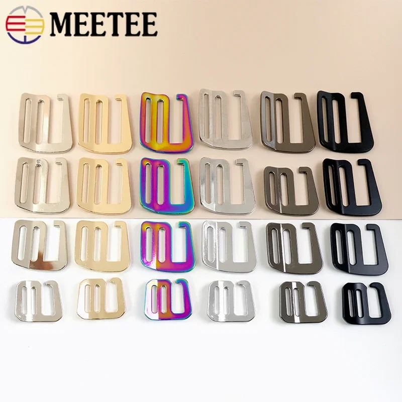

5Pcs Meetee 19-38mm Metal G Hook Buckle for Backpack Strap Belt Webbing Tri Glide Slider Clasp Adjuster Hardware DIY Accessories