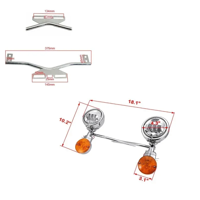 Motorcycle Driving Passing Spotlight Light Bar & Turn Signals Lamp Kit for Harley Davidson/Honda/Suzuki/Kawasaki