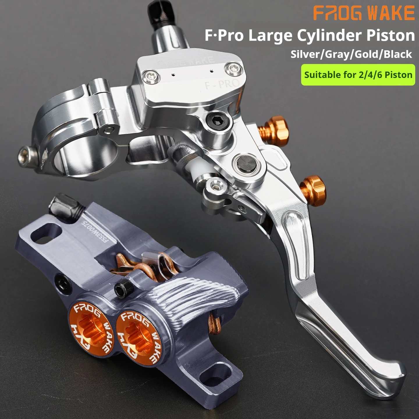 FROG WAKE F-PRO 4-Piston Hydraulic Disc Brake Kit High Intensity Aluminum for SURRON LIGHT BEE, MTB, Motorcycle, Down Hill