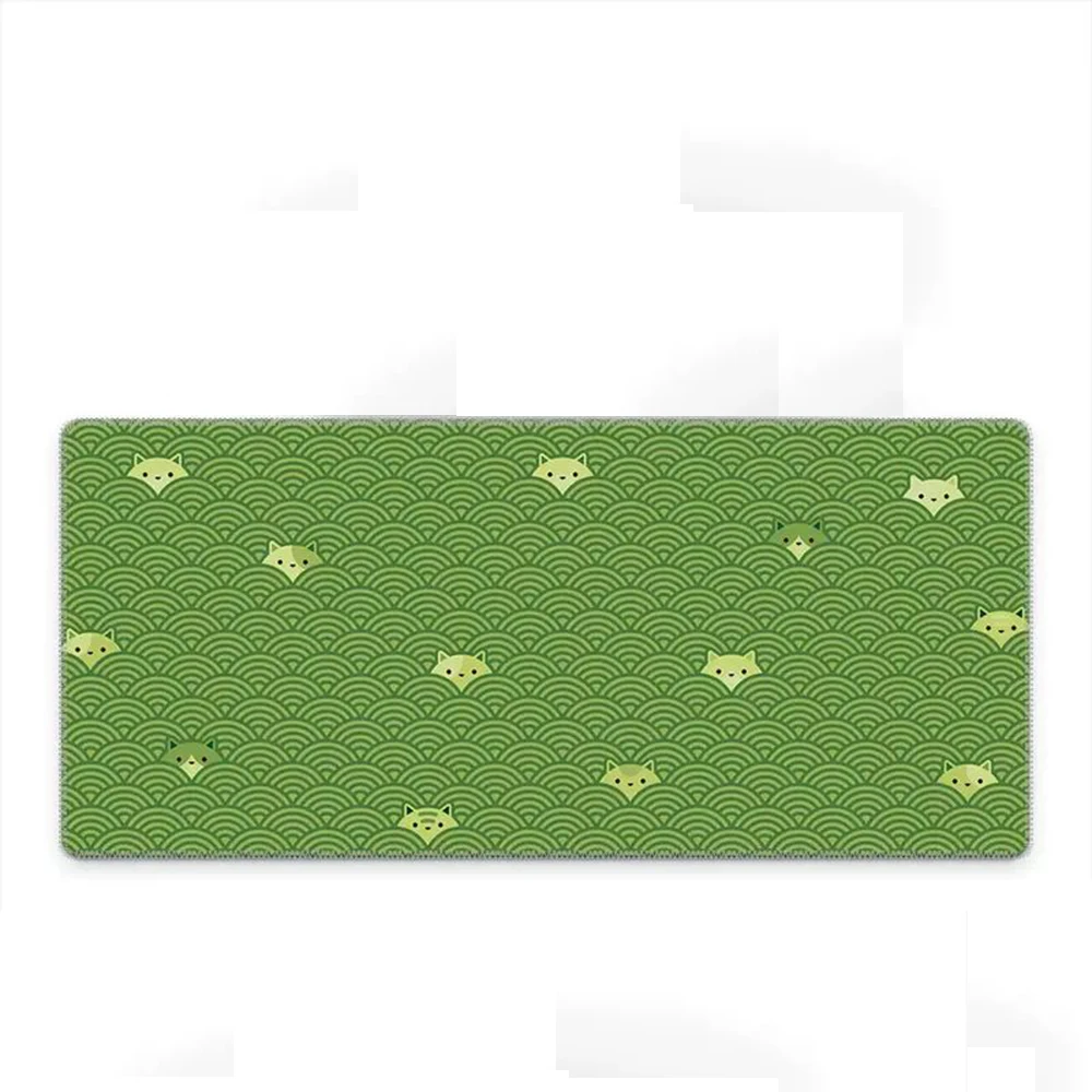 

Green Japanese Wave Green Cat Cute Game Mouse Pad Laptop Desk Pad Smooth Cloth Non-slip Base Suitable for Gamers and Office