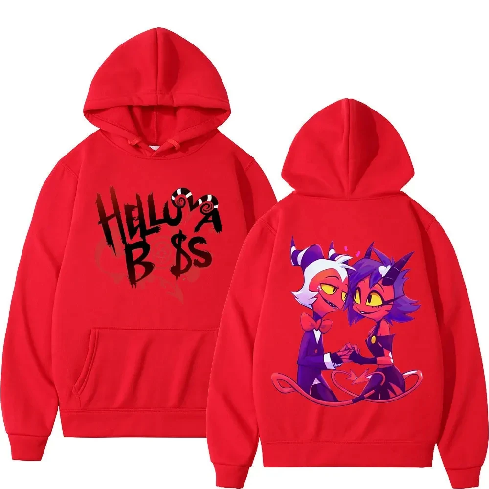 Sweatshirts Street Trend Casual Oversized PulloversAmerican Anime Helluva Boss Print Hoodie Men Women Fashion Cartoon Hooded