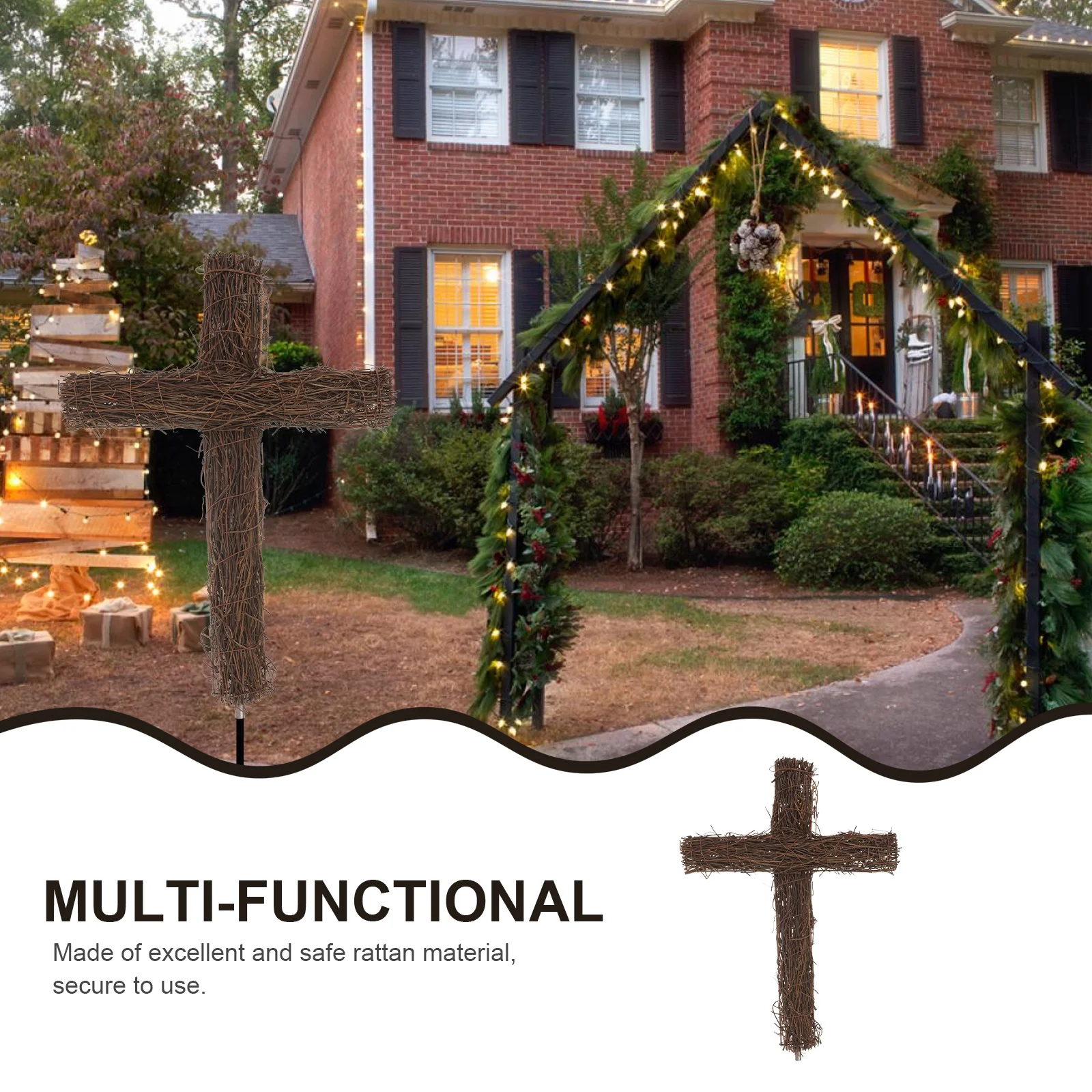 พวงหรีด Grapevine สําหรับงานฝีมืออีสเตอร์หวาย Crosses คริสต์มาสดอกไม้ตกแต่ง Garlands ทอ Stake ที่ยังไม่เสร็จ