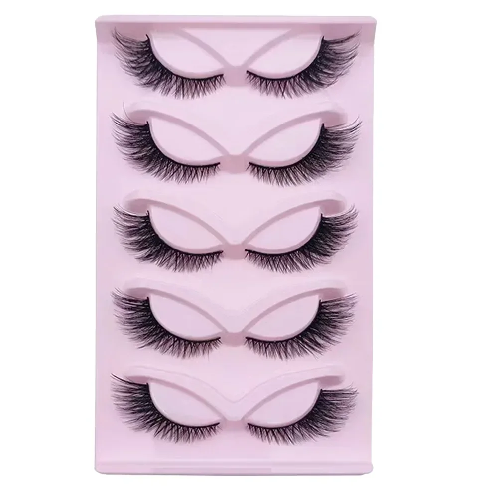 5 คู่ Cat Eye Lashes Wispy Fake Lashes Fluffy Cat Eye Lashes Extensions ขนตาปลอม