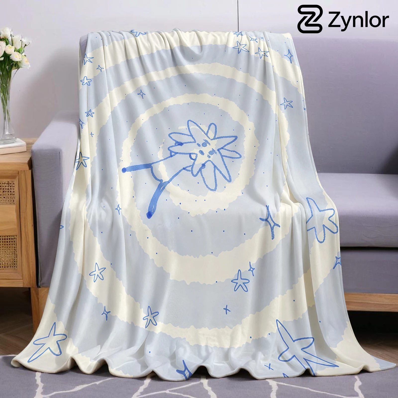 Smiley Star Spiral Ultra Soft Sherpa Fleece Blanket Fluffy Warm Thick Throw for Sofa Bedroom Couch Holiday Home Decor Gift