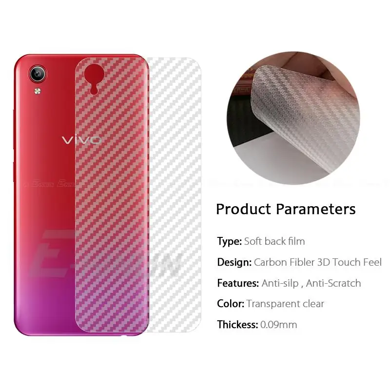 Carbon Fiber Back Cover Screen Protector For VIVO Y1s Y16 Y02 Y02A Y02s Y02t Y11s Y12A Y12s Y15A Y15s Y19 Y90 Y91C Film No Glass