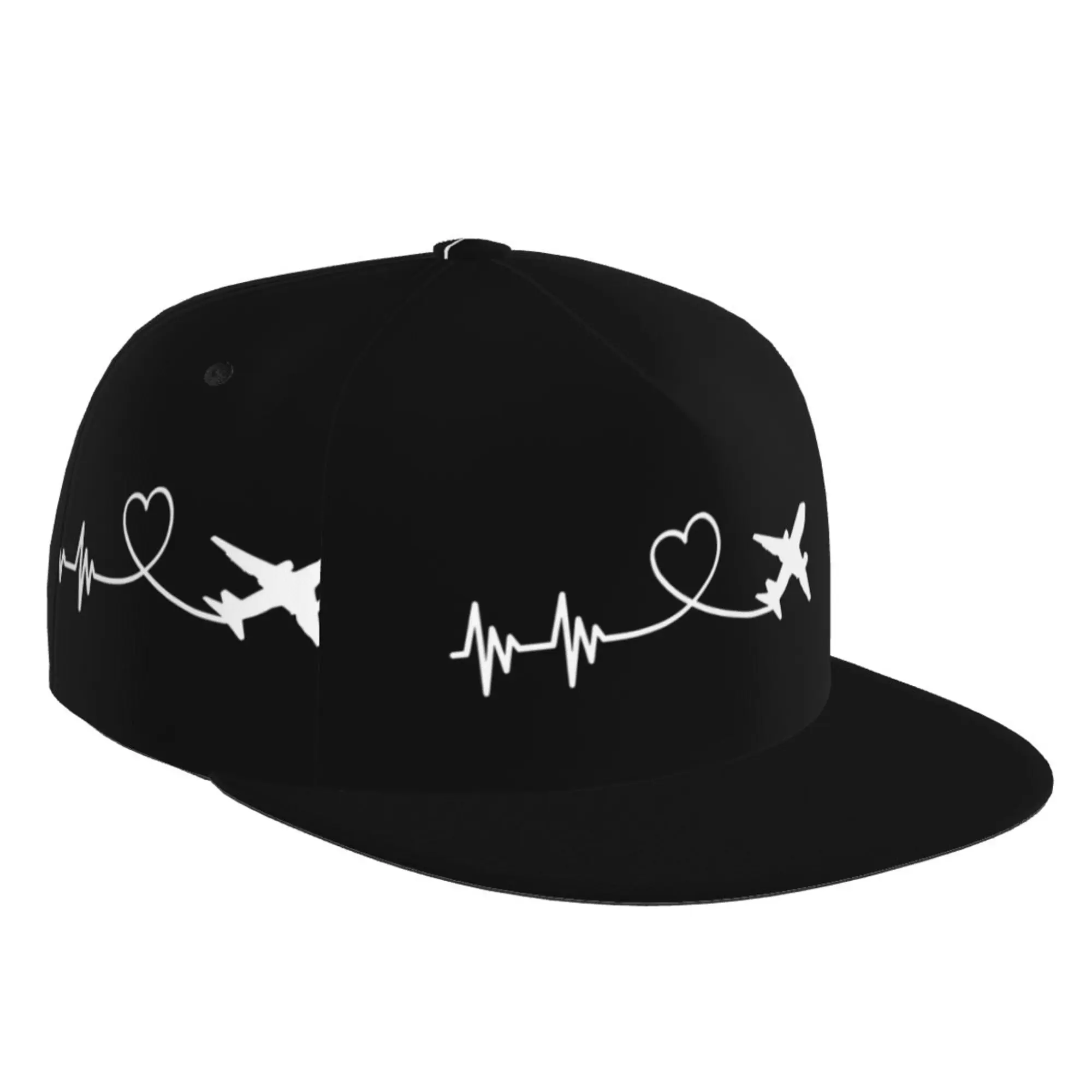 Berretto da Baseball con motivo a battito cardiaco dell'aeroplano cappello Snapback berretto a tesa piatta Hip Hop Unisex stampa regolabile per adulti taglia unica all'aperto