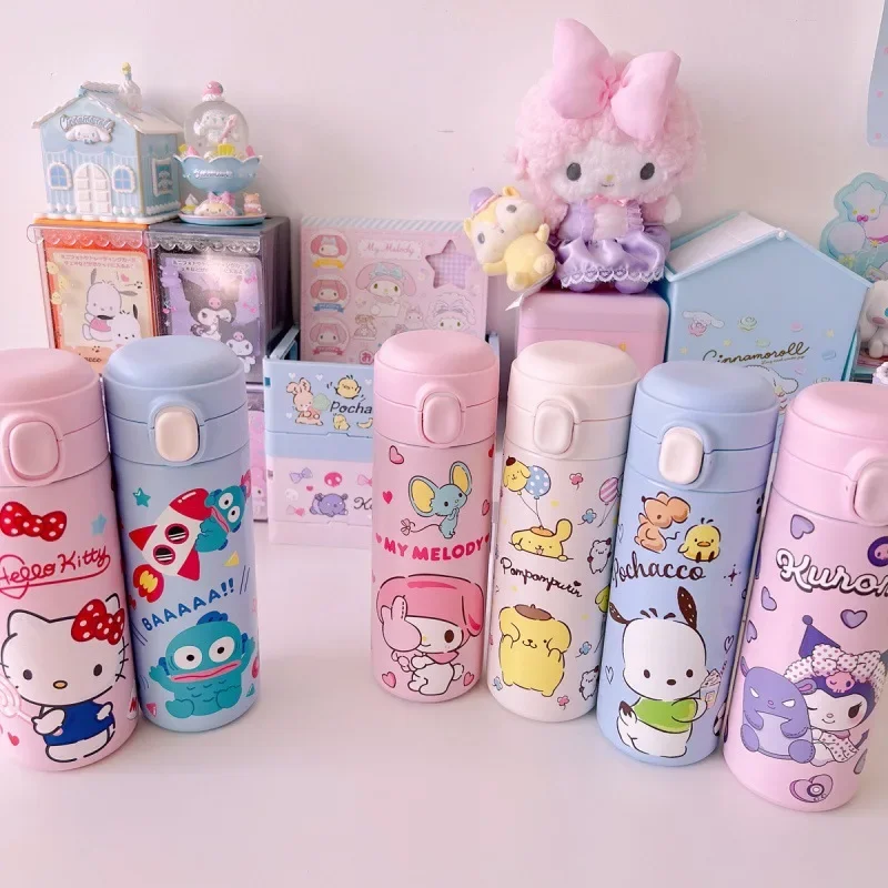 Sanrio New Cartoon Thermos Cup 304 Stainless Steel Bouncing Pea Cup Simple Creative Cute Student Large Capacity Water Cup Gift