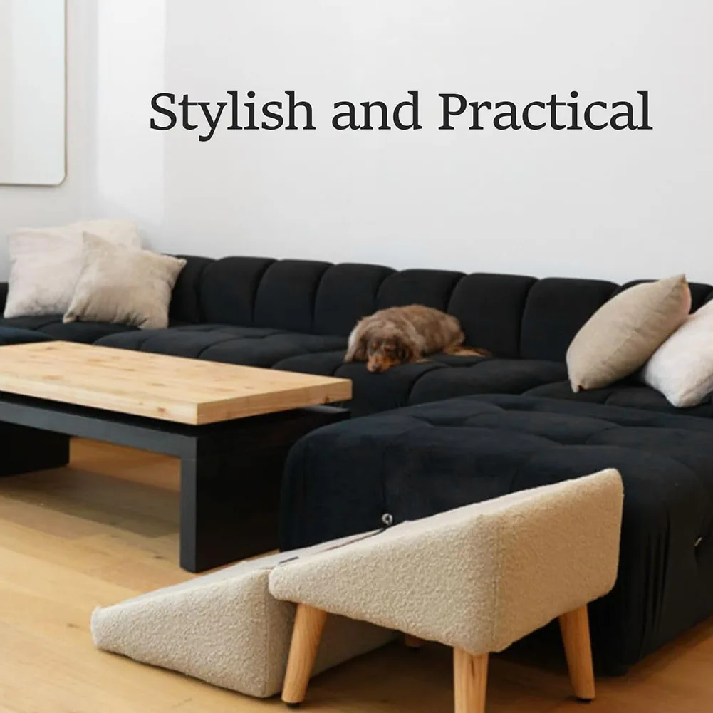 2 في 1 درج مركبة للكلاب قابل للطي مع مسند للقدمين مقعد غير قابل للانزلاق منحدر مركبة للقطط قابل للتحويل منحدر للقطط لكبار الحيوانات