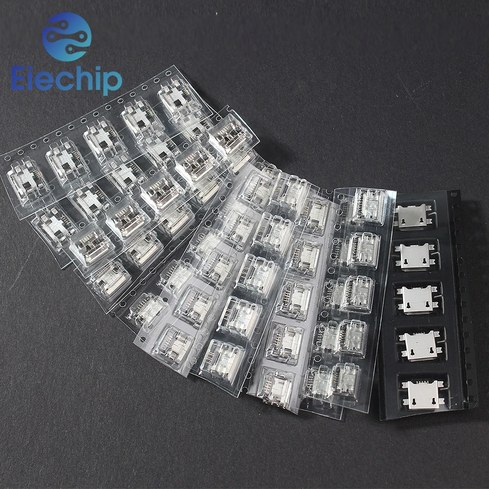 60pcs/lot 5 Pin SMT Socket Connector Kit, Micro USB Type B Female Placement 12 Models SMD DIP Socket Connector for mobile phones