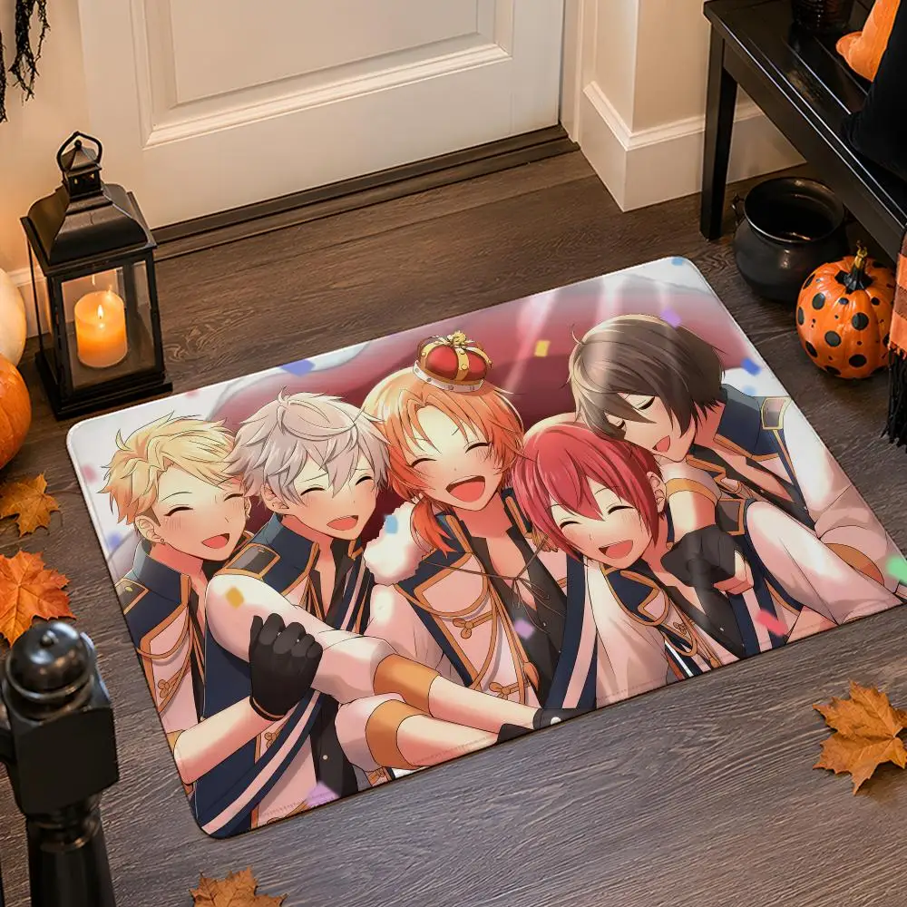 Anime E-Ensemble S-Stars Floor Mat Flannel Rug Non Slip Absorbent Soft Washable For Entryway Hallway Bathroom Kitchen Decor