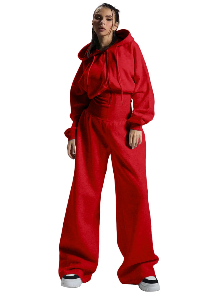 JENYAGE Damen Trendiger, weicher, dehnbarer, mit Fleece gefütterter, einfarbiger, langärmliger, kurzer Overall mit weitem Bein und Kapuze, Kordelzug, lässige Loungewear – Detail 10