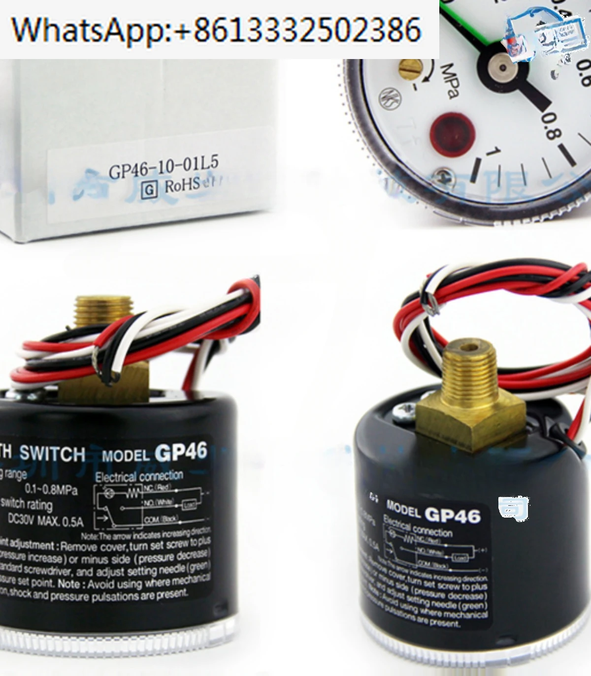 

GP46-10-01L5 GP46-10-02L5 Pressure gauge with pressure switch voltage DC24V