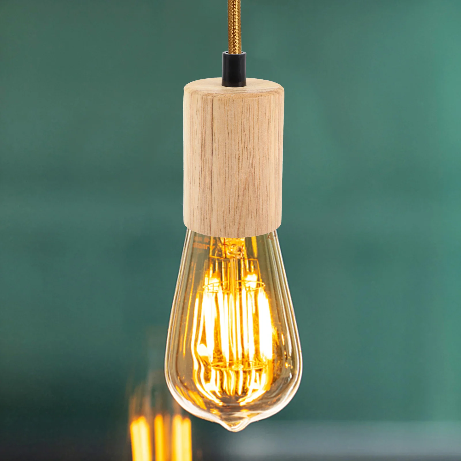 Portalámparas de madera con enchufes E27, Base de lámpara, adaptador de bombilla de techo, soportes de luz colgantes aptos para varias bombillas, seguros y modernos