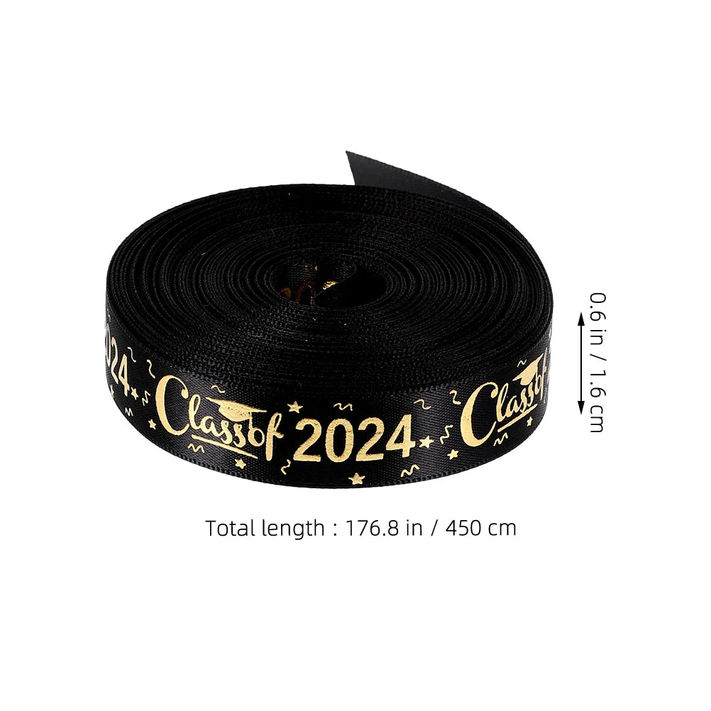 4.5M Graduation Party Decorative Packaging Tape 1.6cm Wide Polyester Satin Ribbon Double Sided Locking Edges Craft for Gift