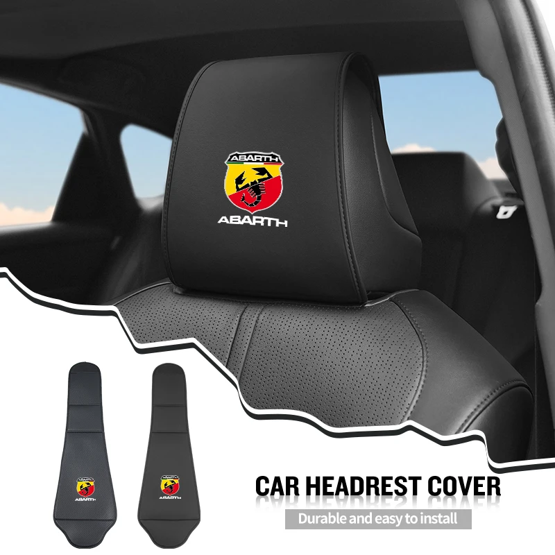 

Car Seat Headrest Cover Leather Neck Pillow Protector Accessories For FIAT Abarth 500 Grande Punto Ducato Tipo Stilo UNO
