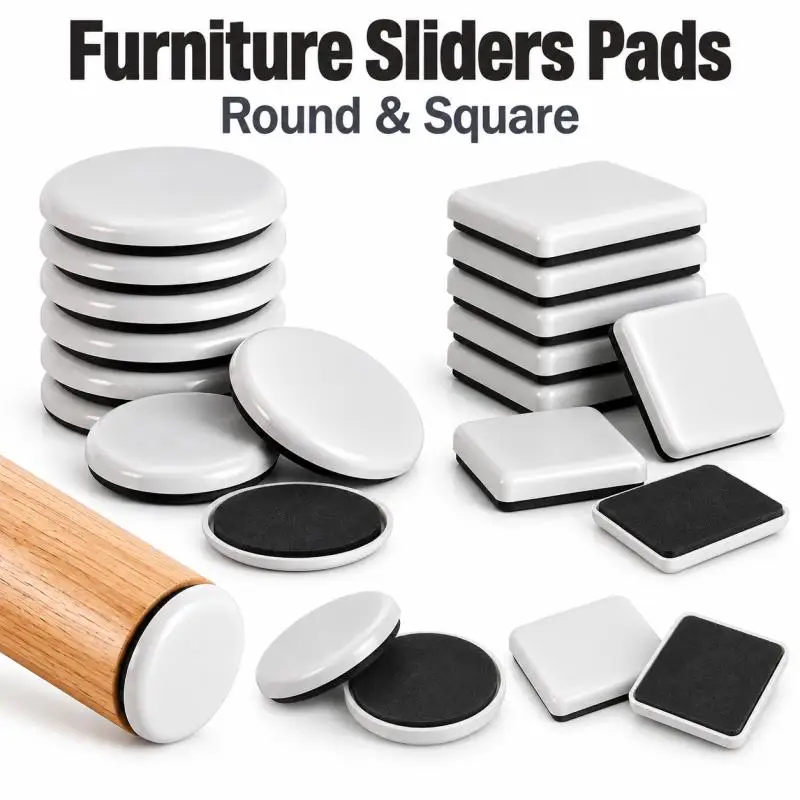 4-32Pcs Self-Adhesive Furniture Slides Stick-on Chair Leg Slider Bumper Pads Floor Protector for Table Sofa Carpet Tile Hardwood