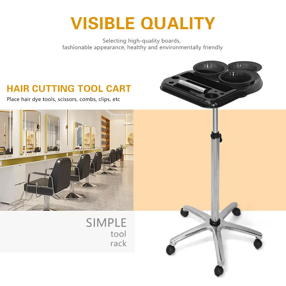 

Beauty salon Rolling Tray Aluminum Trolley Cart Height Mobile Beauty Barber Spa Storage With Bowl Salon Tattoo Hairstylist Tool