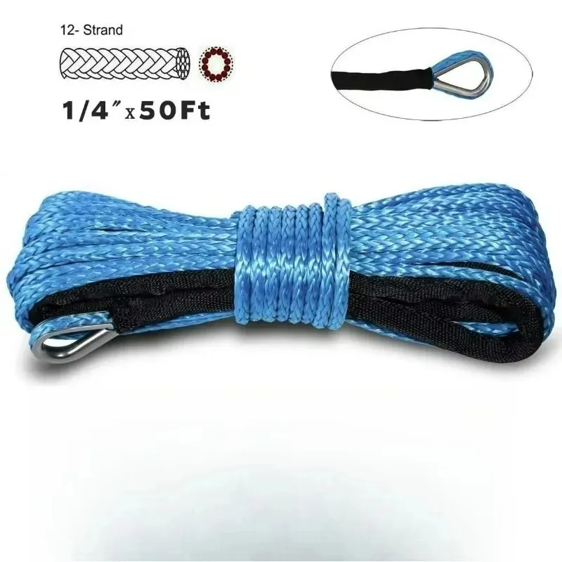 

6mmX15m Winch Rope String Line Towing Rope 7700LBS Carwash Maintenance String for ATV UTV Off-road Longer Wear Cycle