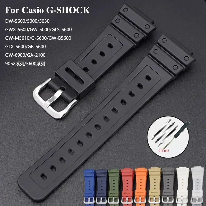 Silicone Band for DW5600/5610 Rubber Strap for Casioak 9052 5600 6900 Series Sport Waterproof Replacement Band Accessories