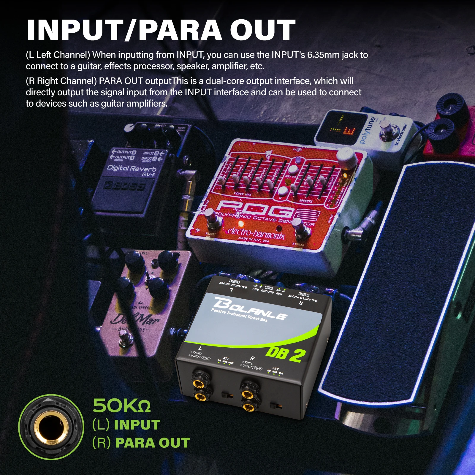 Bolanle Passive DI Box – Najlepszy, tani transformator audio do gitary i basu, eliminator szumów, 1/4 cala na XLR — zdjęcie produktu 3