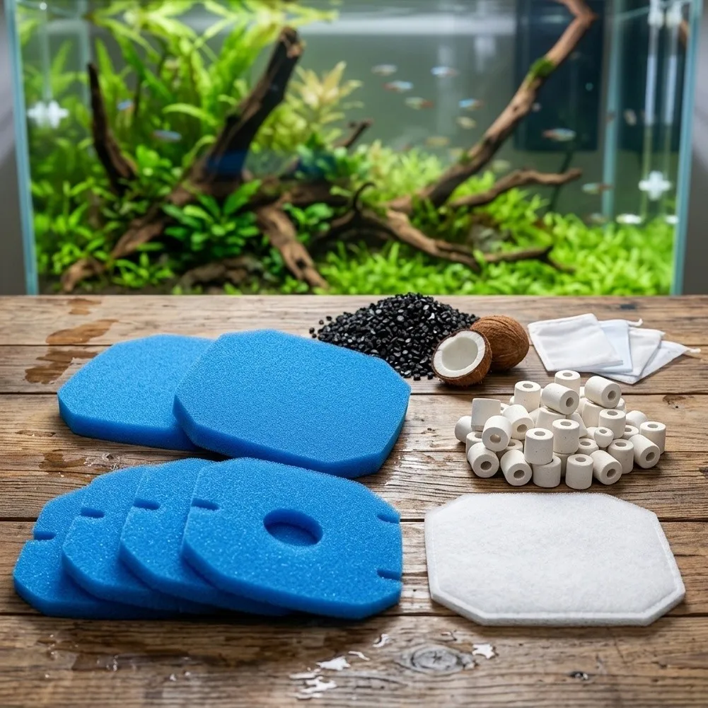 Filter Media= Kit Compatible With JBL=CombiBloc II For CristalProfi E402 E702 E902 Aquariums With Activated Carbon Rings Sponges