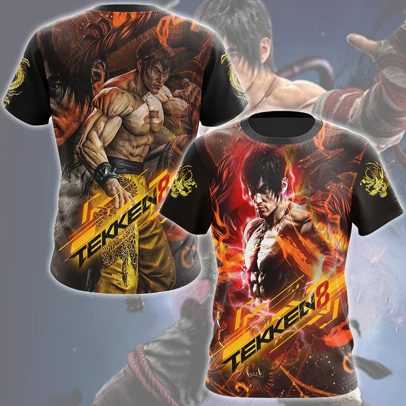 Tekken 8 Kazuya Mishima Video Game All Over Print T-shirt For Men/Women 3D Unisex Personality Short Sleeve O-neck Top Tee