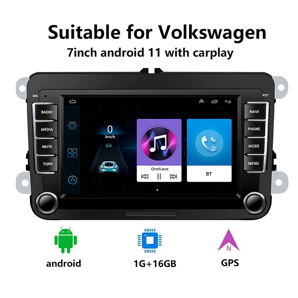 7Inch 2DIN IPS Capacitive Touch Screen Multimedia BT TF FM Radio Autoradio MP5 Car DVD Player With Carplay for VW