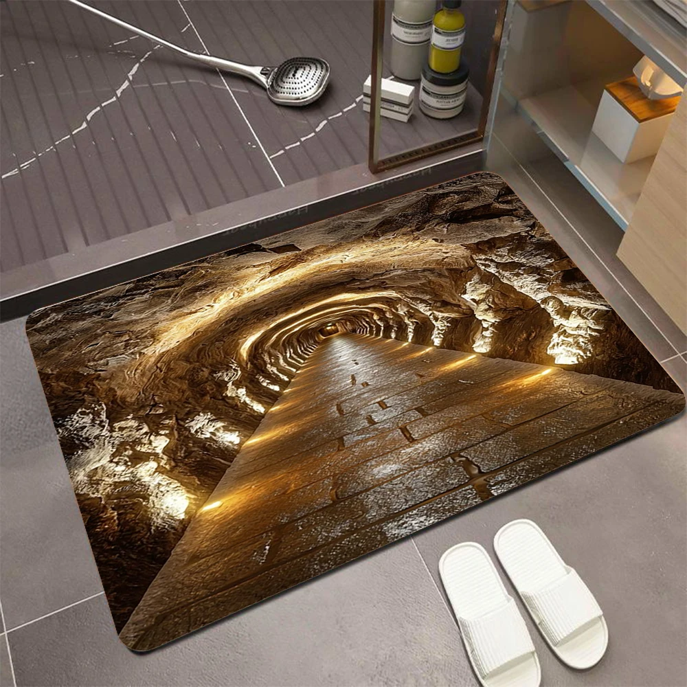 Creative 3D Visual Error Pit Design Non-Slip Floor Mat, Stereoscopic Deep Well Decorative Rug for Entrance and Kitchen