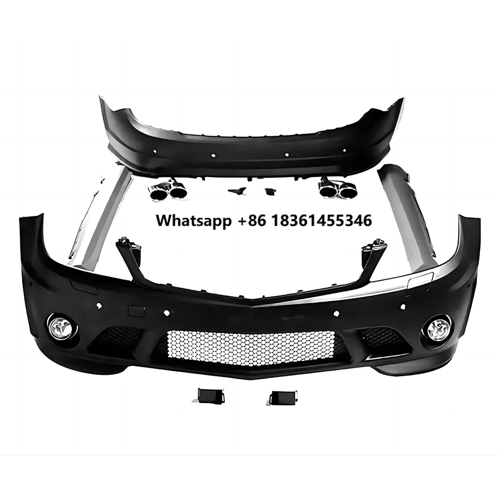 

For C Class W204 C180 C200 C300 C350 07-10 Upgrade to C63 Style Front Rear Bumper Side Skirts Full Body Kit
