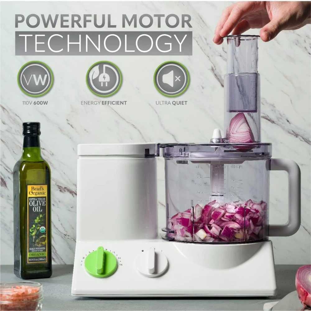 Máquina de processamento de alimentos com Super Silent Strong Motor, Chopper e Citon Juicer, 7 Lâminas Acessórias, 12 Copos