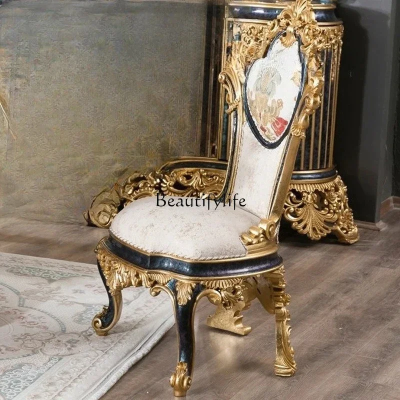 

European solid wood dining chair French restaurant furniture Villa luxury rectangular designer fashion